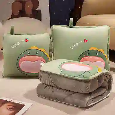 公主恋人 卡通加厚抱枕被 可爱兔子恐龙哈士奇靠枕 午睡毯 玩偶周边