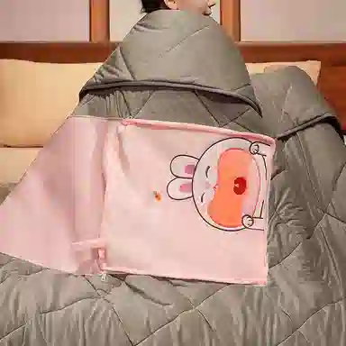 公主恋人 卡通加厚抱枕被 可爱兔子恐龙哈士奇靠枕 午睡毯 玩偶周边