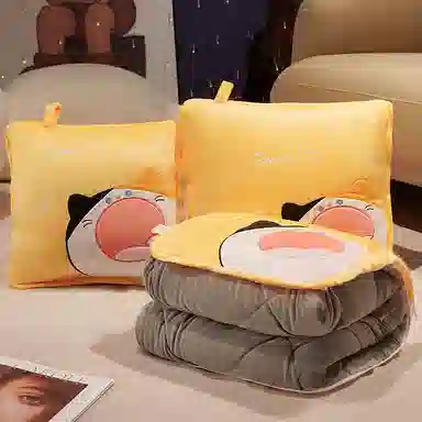 公主恋人 卡通加厚抱枕被 可爱兔子恐龙哈士奇靠枕 午睡毯 玩偶周边