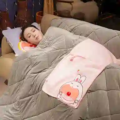公主恋人 卡通加厚抱枕被 可爱兔子恐龙哈士奇靠枕 午睡毯 玩偶周边