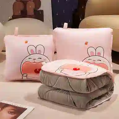 公主恋人 卡通加厚抱枕被 可爱兔子恐龙哈士奇靠枕 午睡毯 玩偶周边