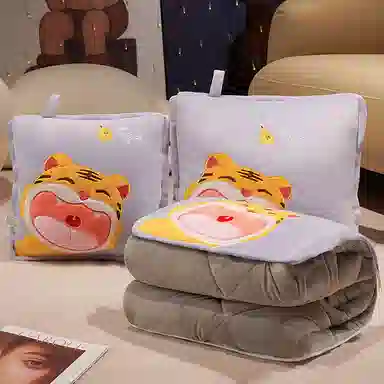 公主恋人 卡通加厚抱枕被 可爱兔子恐龙哈士奇靠枕 午睡毯 玩偶周边