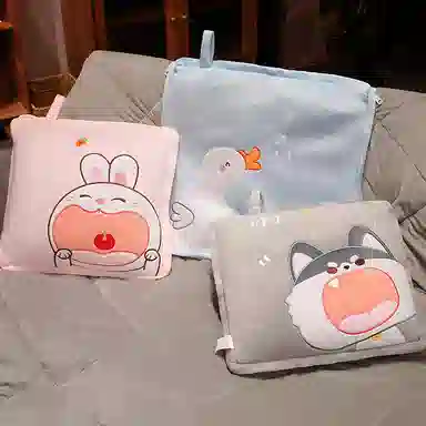 公主恋人 卡通加厚抱枕被 可爱兔子恐龙哈士奇靠枕 午睡毯 玩偶周边