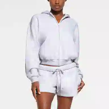 SKIMS Cotton Fleece Classic Zip Up Hoodie Light Heather Grey