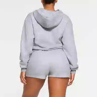SKIMS Cotton Fleece Classic Zip Up Hoodie Heather Grey
