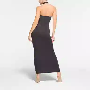 SKIMS Fits Everybody Wrap Long Slip Dress Onyx