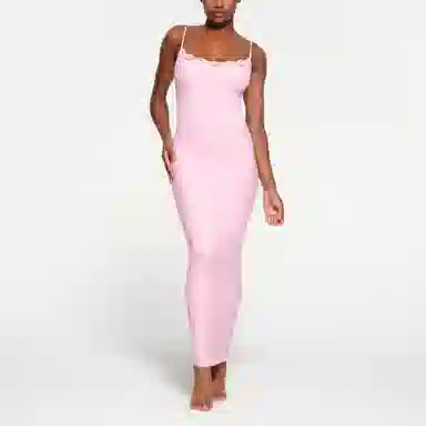 SKIMS Fits Everybody Lace Long Slip Dress Cherry Blossom