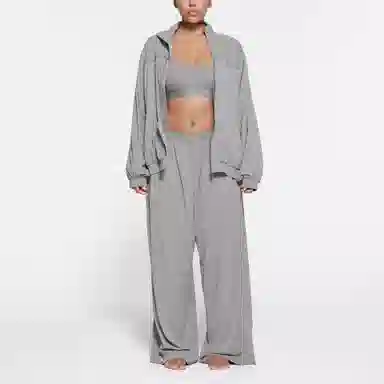 SKIMS Track Woven Nylon Oversized Jacket Pacific