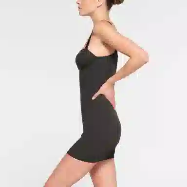 SKIMS Cotton Rib Picot Cami Mini Dress Soot