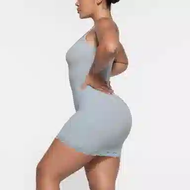 SKIMS Fits Everybody Lace Slip Dress Denim