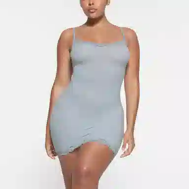 SKIMS Fits Everybody Lace Slip Dress Denim