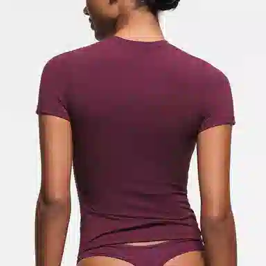 SKIMS COTTON JERSEY T-SHIRT T DEEP BERRY