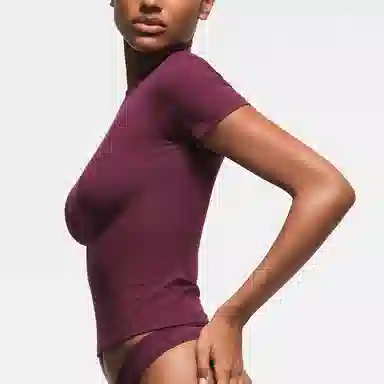 SKIMS COTTON JERSEY T-SHIRT T DEEP BERRY