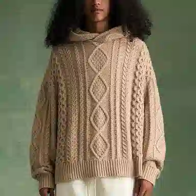 Fear of God Essentials Cable Knit Hoodie Gold Heather