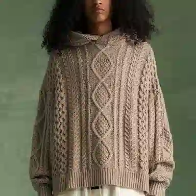 Fear of God Essentials Cable Knit Hoodie Core Heather