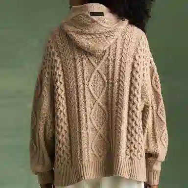 Fear of God Essentials Cable Knit Hoodie Gold Heather