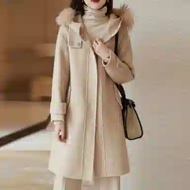 【dme】 休闲纯色连帽长袖大衣 女款