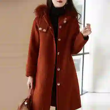 【dme】 休闲纯色连帽长袖大衣 女款