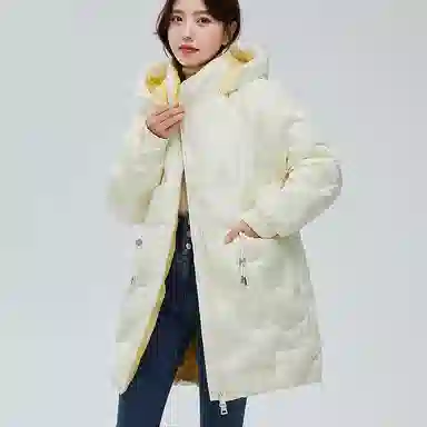 【dme】 休闲纯色连帽长袖羽绒服 女款