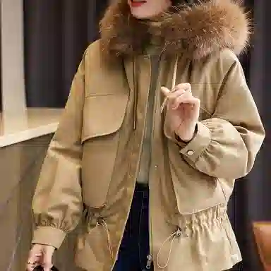 【dme】 休闲纯色拉链连帽长袖派克服 女款