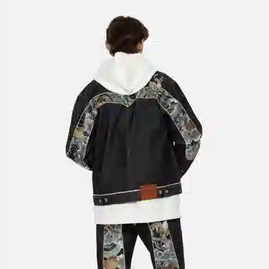 EVISU AW23 Deer Embroidered Denim Jacket Blue