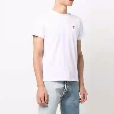 AMIPARIS Logo Embroidered T-Shirt White