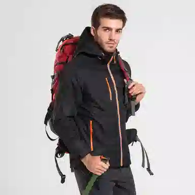 浪莎  户外舒适纯色连帽宽松拉链  防水防风保暖冲锋衣 男女同款