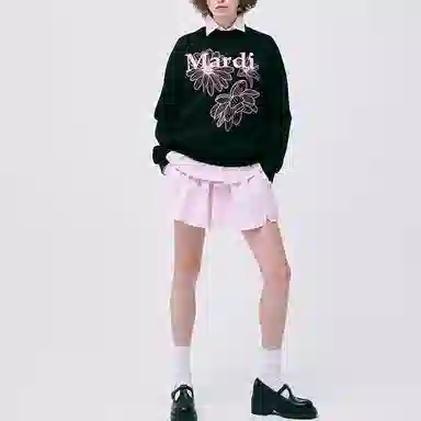 MARDI MERCREDI SS25 SWEATSHIRT TRIPLE FLOWER_BLACK PINK