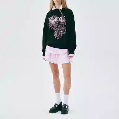 MARDI MERCREDI SS25 SWEATSHIRT TRIPLE FLOWER_BLACK PINK
