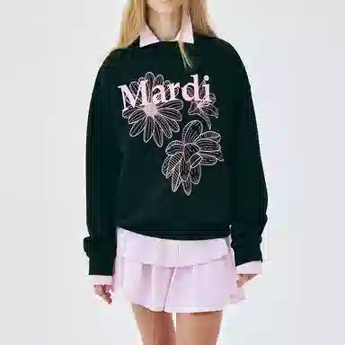 MARDI MERCREDI SS25 SWEATSHIRT TRIPLE FLOWER_BLACK PINK