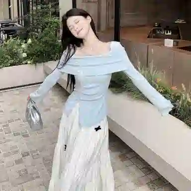 木清清 法式简约气质长袖时尚裙装套装 女款