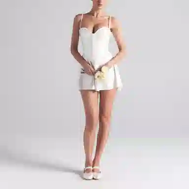 SKIMS Woven Shine Corset Dress Ivory
