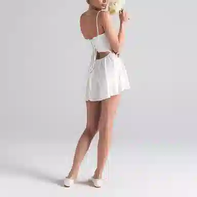 SKIMS Woven Shine Corset Dress Ivory