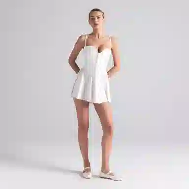 SKIMS Woven Shine Corset Dress Ivory