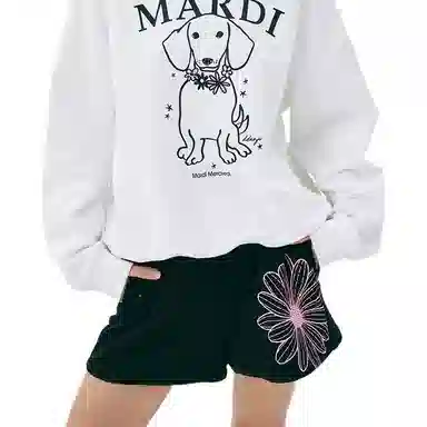MARDI MERCREDI SS25 SWEAT SHORTS FLOWER_BLACK PINK