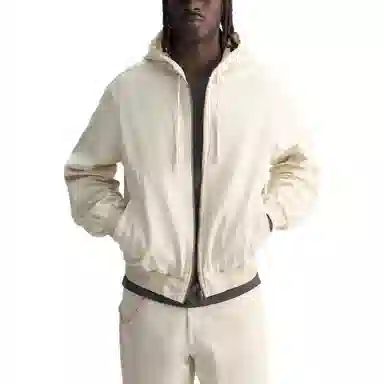 ZARA Dyed Effect Zip Hoodie Jacket Oyster White