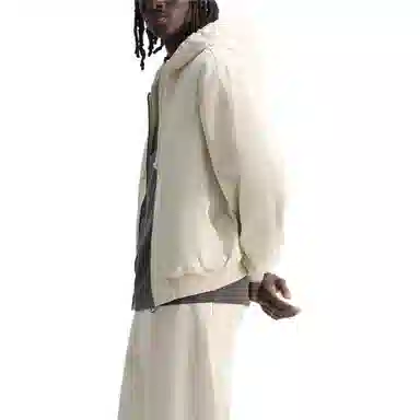 ZARA Dyed Effect Zip Hoodie Jacket Oyster White