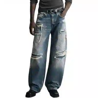 ZARA Relaxed Fit Distressed Jeans