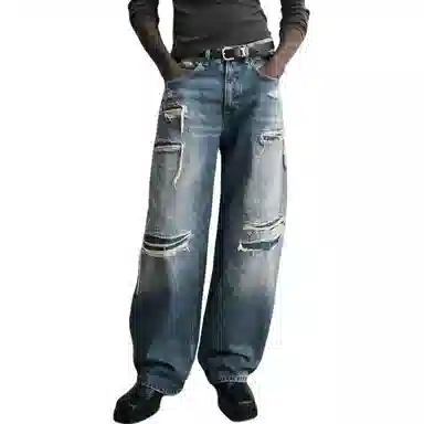 ZARA Relaxed Fit Distressed Jeans