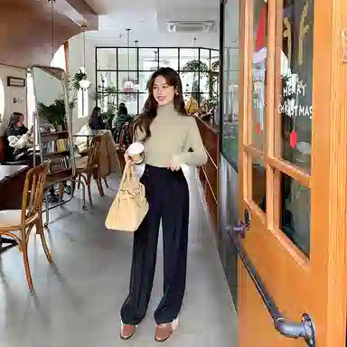 花栗鼠小姐 休闲高腰纯色西装裤 女款