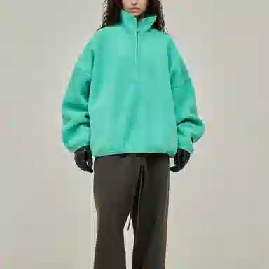 Fear of God Essentials SS24 Polar Fleece Halfzip Mockneck Mint Leaf