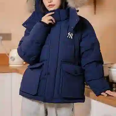 MLB Yankees Hooded Down Jacket Blue