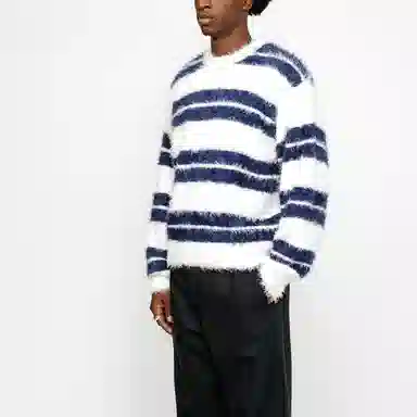 Stussy SS24 Fuzzy Stripe Crewneck Sweater
