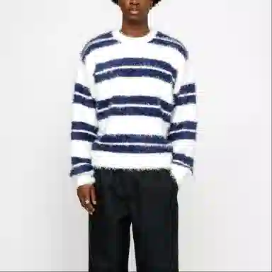 Stussy SS24 Fuzzy Stripe Crewneck Sweater