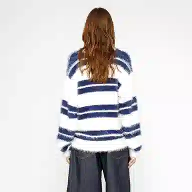 Stussy SS24 Fuzzy Stripe Crewneck Sweater