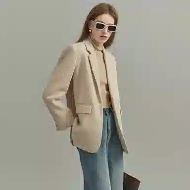 【dme】 经典翻驳领中长款休闲西装 女款 杏色