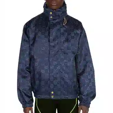 GUCCI FW22 Logo Jacquard Hoodie Blue