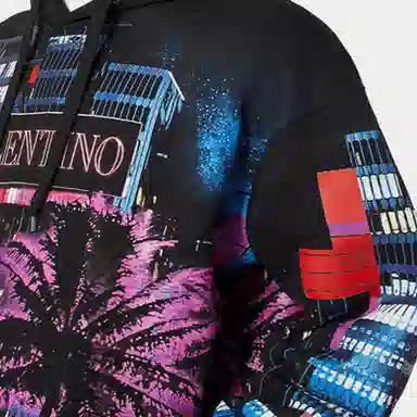 Valentino SS22 Electric City Hoodie Black