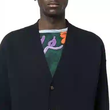 Lanvin SS22 Logo Wool Cardigan Black