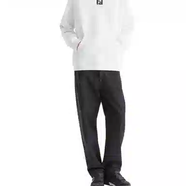 Fendi FW24 Drawstring Hoodie Embroidered Patch White